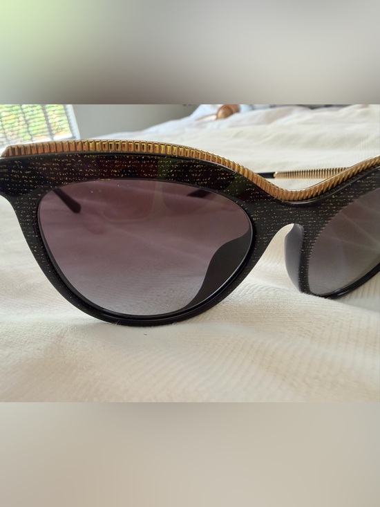 Dolce & Gabbana Accessories - Women's Dolce & Gabbana  Black Cat-Eye Sunglasses with Gold Accent